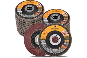 PEGATEC Flap Discs 4 1/2 inch Flap Wheel Type 29 Flap Sanding Disc with 7/8 Arbor Aluminum Oxide Abrasives for Grinding, Blending, Sanding and Finishing - 20 Packs