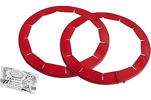 Talisman Designs Adjustable Pie Shield | 8 to 11.5 Inch Rimmed Dishes | Pie Crust Protector I Red - Set of 2