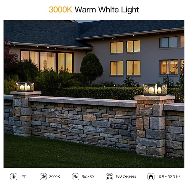 MVBT GLASS SOLAR POST LIGHTS, 7.9″ OUTDOOR COLUMN LIGHTS, MODERN PILLAR LIGHT WATERPROOF, DUSK TO DAWN GATE POST LAMP, 3000K LED LANDSCAPE LANTERN FOR GARDEN PATIO YARD ENTRANCE FENCE PILLARS