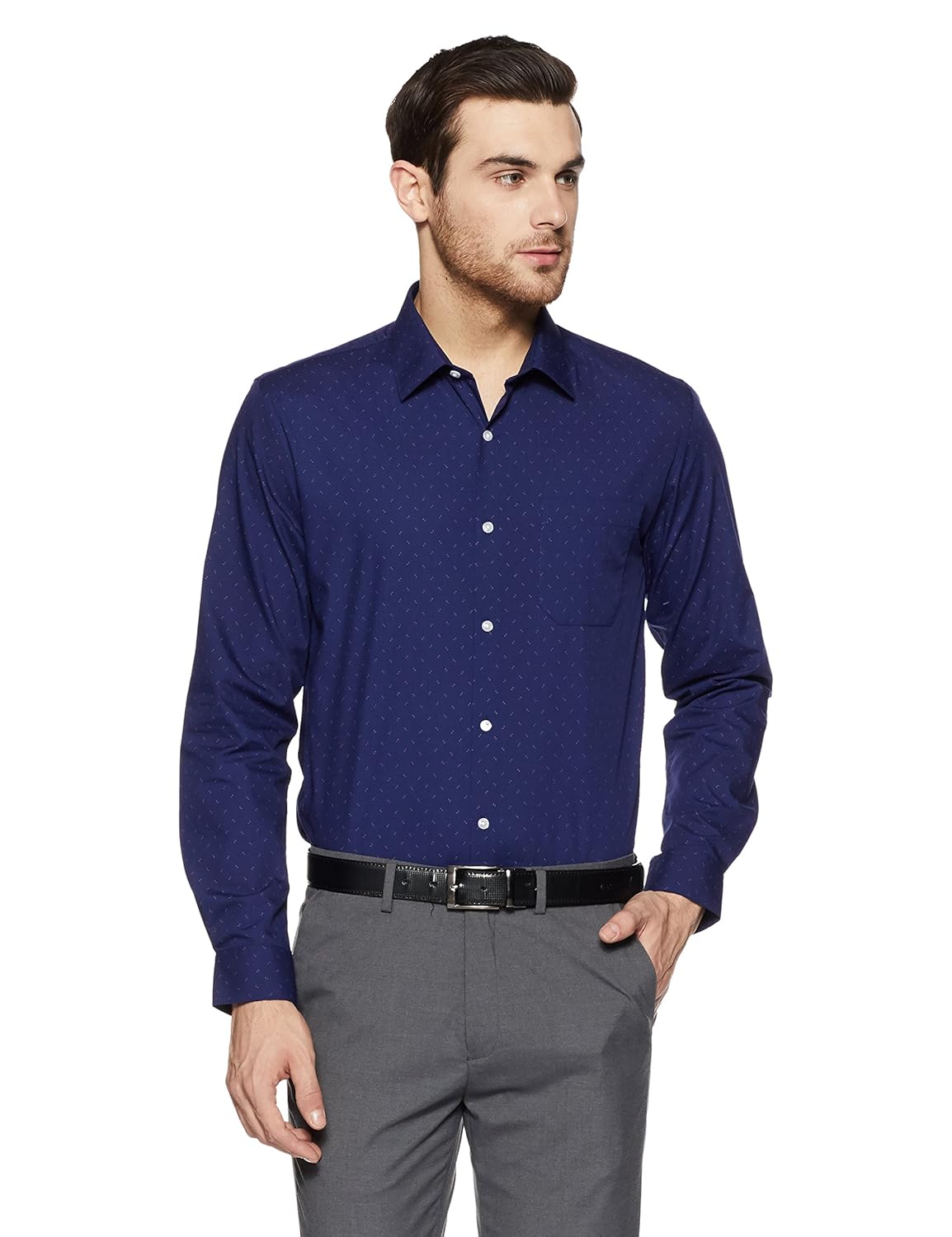 peter england men's printed slim fit formal shirt