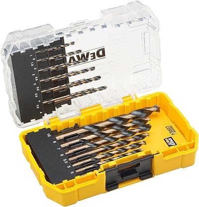 DEWALT 19 Piece HSS Drill Bit Set Black and Gold TOUGH CASE+ TSTAK Compatible