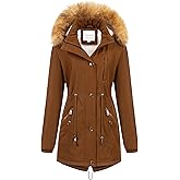 Chrisuno Women's Mid-Length Military Parka Winter Outerwear Insulated Jacket Soft Fleece Snow Faux Fur Coat