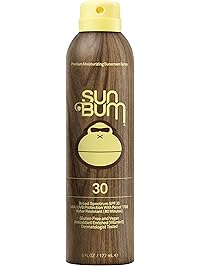 Sun Bum Original Moisturizing Sunscreen Spray, SPF 30, 6 oz Bottle, 1 Count, Broad Spectrum UVA/UVB Protection, Hypoallergenic, Paraben Free, Gluten Free, Vegan