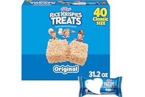 Rice Krispies Treats Crispy Marshmallow Squares, Kids Snacks, Snack Bars, Original, 31.2oz Box (40 Bars)