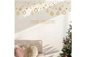 Merry Christmas Wall Decals Hanging Xmas Snowflake Stars Wall Stickers Peel and Stick Removable Art Mural for Kids Gift Bedro