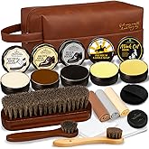 Shoe Care Kit – 16-in-1 Leather Shoe Polish, Cleaning & Conditioning Kit with Saddle Soap & Mink Oil – Black/Brown/Neutral Shoe Polish, 3 Horsehair Brushes – Luxury Leather Bag – Gift for Men & Women