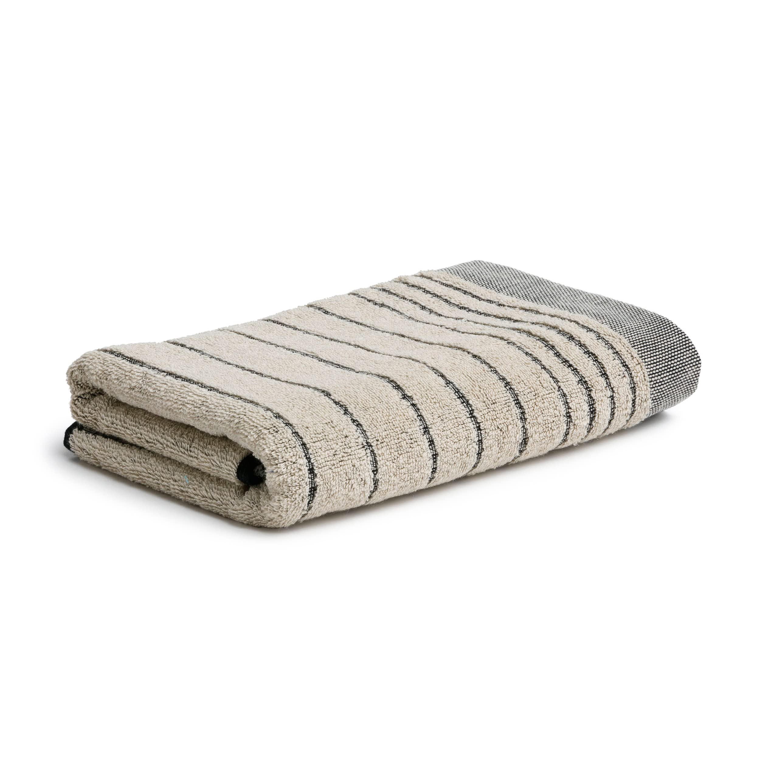 Möve Eden hand towel 50 x 100 cm, 80% cotton / 20% linen, nature/black
