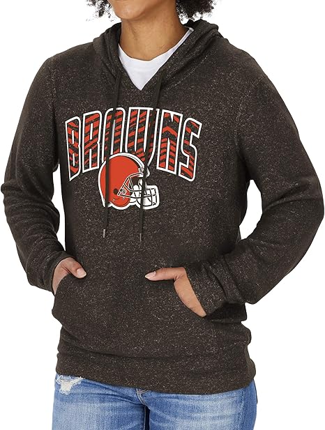 Zubaz NFL Cleveland Browns Women's Soft Hoodie with Vertical Graphic, Brown, Medium: Amazon.co 
