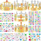 MGZTTHW Gold Paper Crowns, Diy Birthday King Crowns Craft to Decorate, Paper Prince Princess Crown Hats for School Classroom
