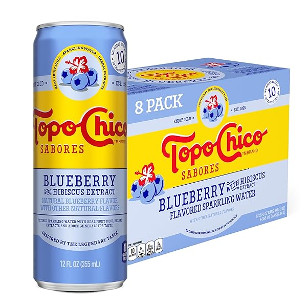 TOPO CHICO SABORES BLUEBERRY WITH HIBISCUS EXTRACT 12OZ 8PK