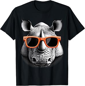 Cool Rhino Wearing Sunglasses Graphic Art T-Shirt