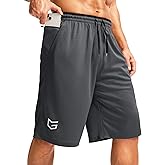 G Gradual Men's Long Basketball Shorts with Zipper Pocket 11'' Quick Dry Gym Shorts Lightweight Mesh Athletic Shorts for Men