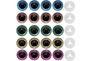 ARTCXC 1Box(20pcs)24mm Large Safety Eyes 5Colors Glitter Craft Eyes Plastic Animal Eyes with Washers for DIY of Puppet, Bear Crafts, Plush Animal Doll Making Supplies