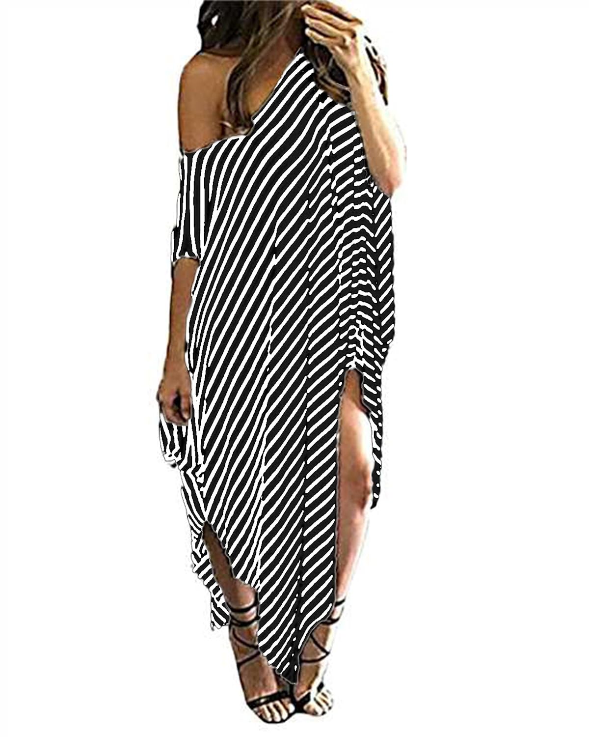 Kidsform Women Maxi Dress Striped Long Dresses Casual Loose Kaftan Oversized | eBay
