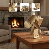 Relaxdays Stove Fan Heat Powered 4 Blades Bronze Aluminium Low Noise Fireplace view 3