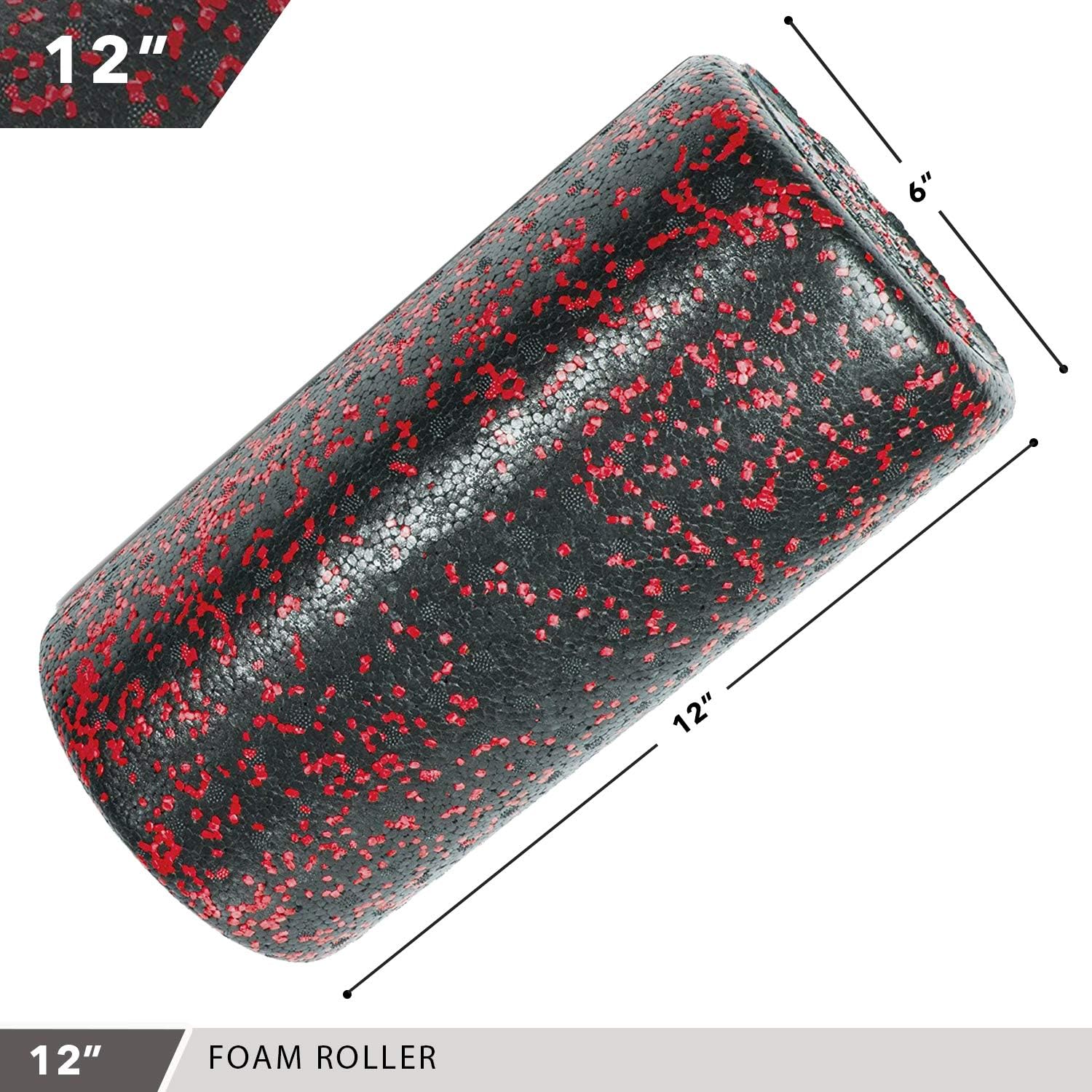 High Density Muscle Foam Rollers by Day 1 Fitness - Sports Massage Rollers for Stretching, Physical Therapy, Deep Tissue, Myofascial Release - Ideal for Exercise and Pain Relief - Speckled Red, 12” : Sports & Outdoors