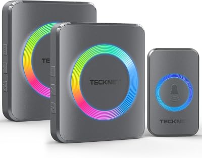 TECKNET Wireless Doorbell IP65 Waterproof Twin Plug-in Door Chime Kit