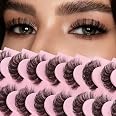 Ahrikiss Russian Strip Lashes D Curl Fluffy False Eyelashes Natural Wispy Faux Mink Lashes Look Like Extensions 10 Pairs Pack