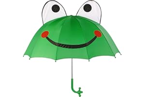 Kidorable Kids Frog Umbrella, Green, One Size for Toddlers and Big Kids, Lightweight Child-Sized Nylon Rain Proof Umbrella