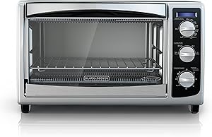 BLACK+DECKER TO1675B 6-Slice Convection Countertop Toaster Oven, Includes Bake Pan, Broil Rack & Toasting Rack, Stainless Steel/Black Convection Toaster Oven