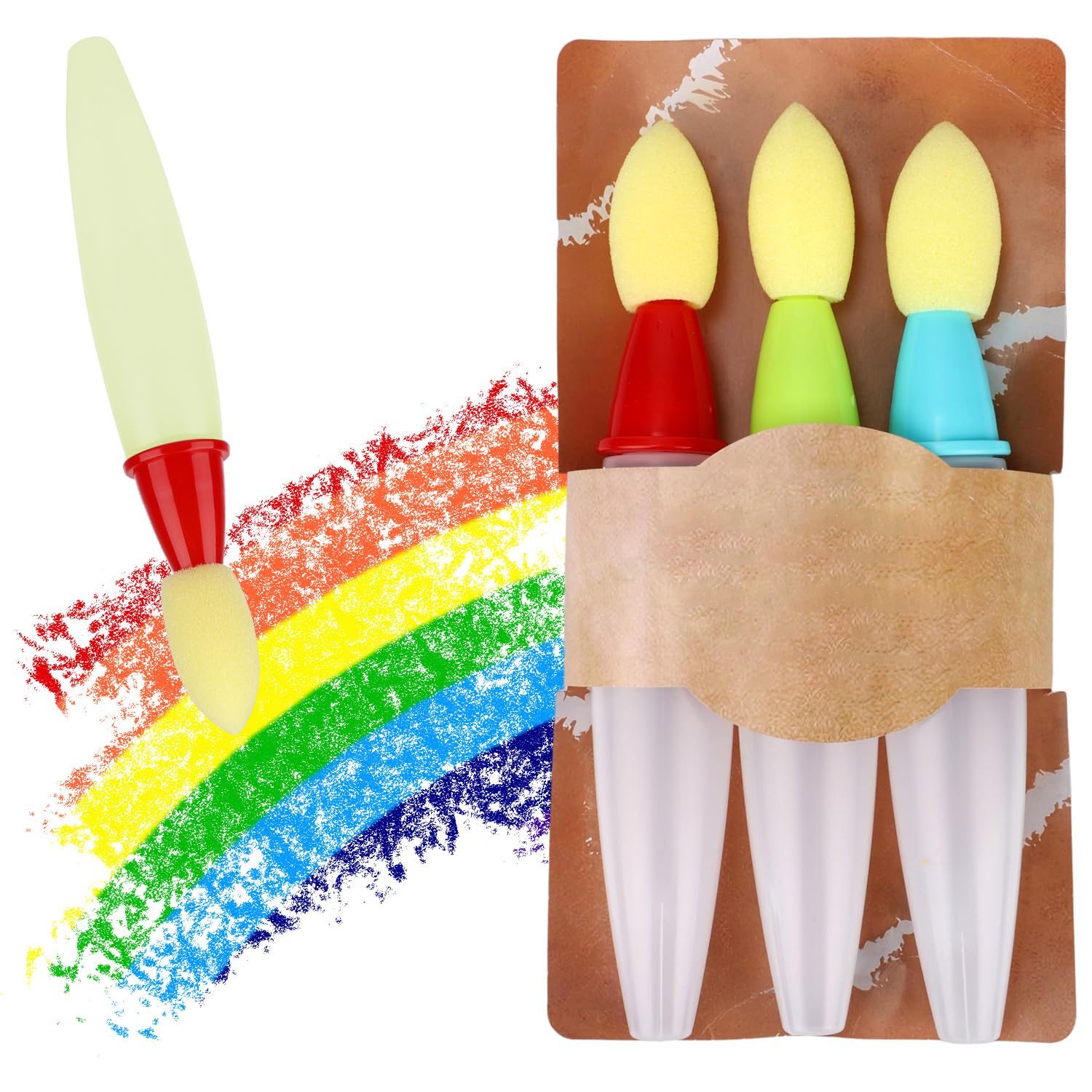 BOXOB 3pcs Sidewalk Chalk Paint Brushes, Plastic Liquid Filled Brushes Art Washable Paintbrush for Kids & Adults Outdoor Wall and Pavement Painting Supplies (No Chalk Liquid)