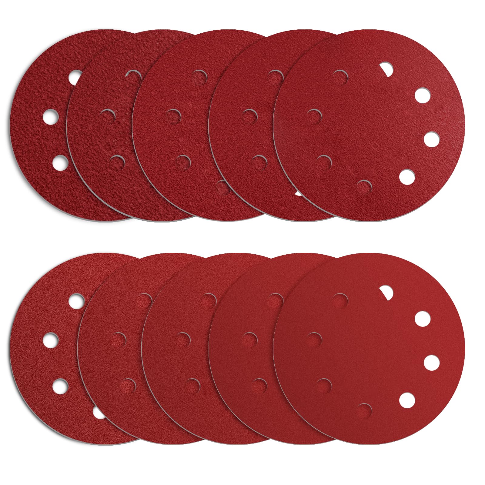 ZHJAN 20 Pcs Sanding Discs,180MM/7 Inch/8 Hole Sandpaper Set,2 * 40/60/80/100/120/150/180/230/240/400 Sanding Pads for Drywall Sander Long Neck Sander