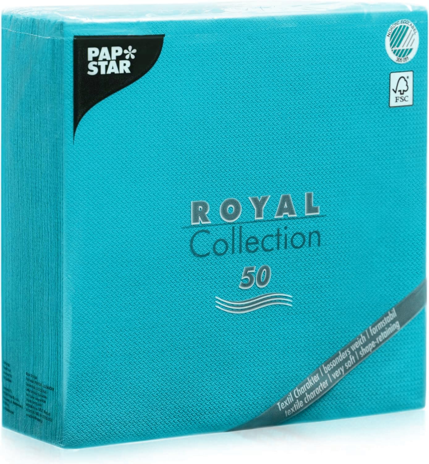 Papstar Royal Collection 81748 Serviettes with 1/4 Fold 40 x 40 cm Turquoise Pack of 50 — image 1