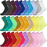 SHENLIU 30 Pairs Womens Colorful Crew Socks Solid Color Athletic Crew Socks Soft Lightweight Women Cotton Gym Athletic