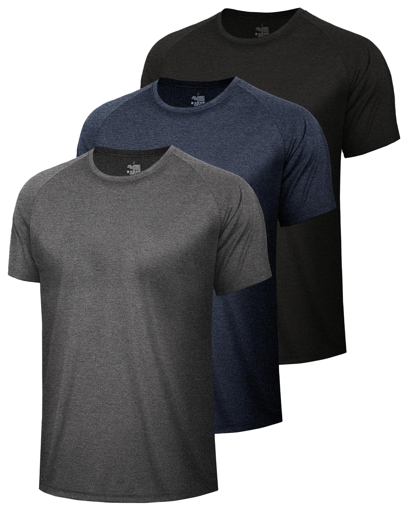BOOJO 3 Pack Workout Mens Shirts - Quick Dry Causal