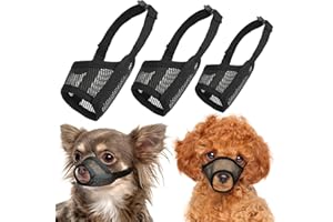 LUCKYPAW Dog Muzzle Suits for Small Medium Large Dogs, Mesh Muzzle Pack Anti Biting Chewing, Breathable Mouth Guard Sets with Adjustable Strap for Grooming Walking Vet Visiting(3 Pieces)