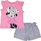 Disney Minnie Mouse Little Girls T-Shirt and Shorts Outfit Set Pink/Blue 6