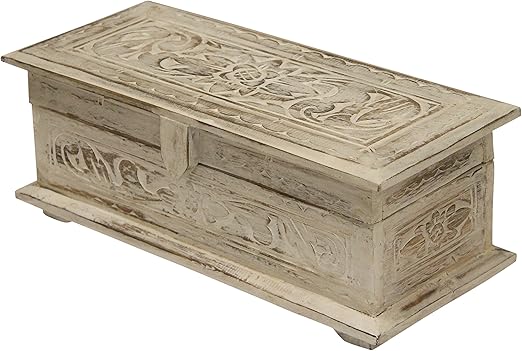 Wohnkult Cofre de madera de palmera, Wei?, 40 cm x 15 cm x 15 cm: Amazon.es: Hogar