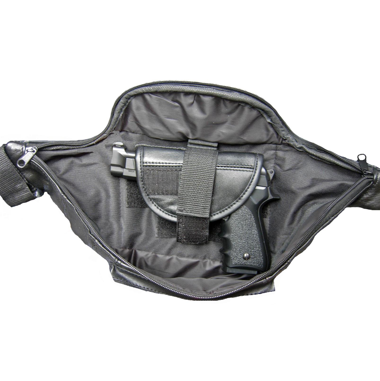 Leather Concealed Carry Fanny Pack Gun Conceal Purse / Bag fits up to