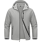 MAGCOMSEN Men's Waterproof Fleece Lined Rain Jacket Lightweight Softshell Raincoat with Hood Winter Hiking Windbreaker