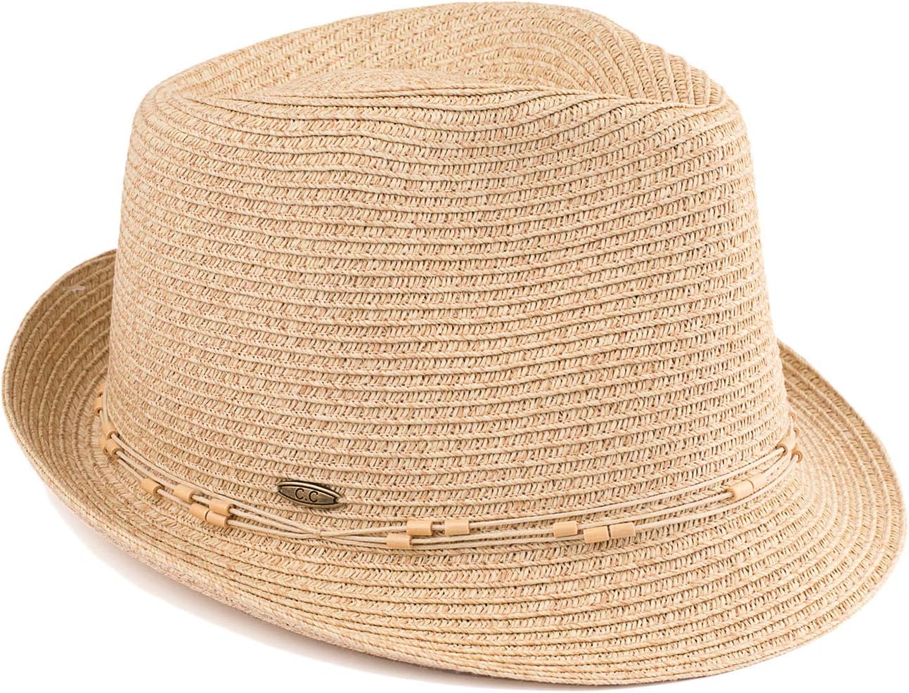 UPF50+ Womens Adjustable Multicolor Woven Pattern Short Brim Fedora Hat