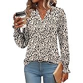 Ivicoer Womens Tops Long Sleeve Shirts for Women V Neck T Shirts Blouses for Women Dressy Casual