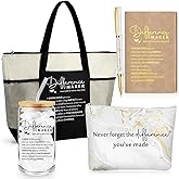 Meanplan 5 Pcs Difference Maker Gifts for Women Employee Appreciation Journal Tumbler Tote Bag Makeup Bag You Make a Difference Pen for Nurse Female Coworker Business(Khaki,Marble)