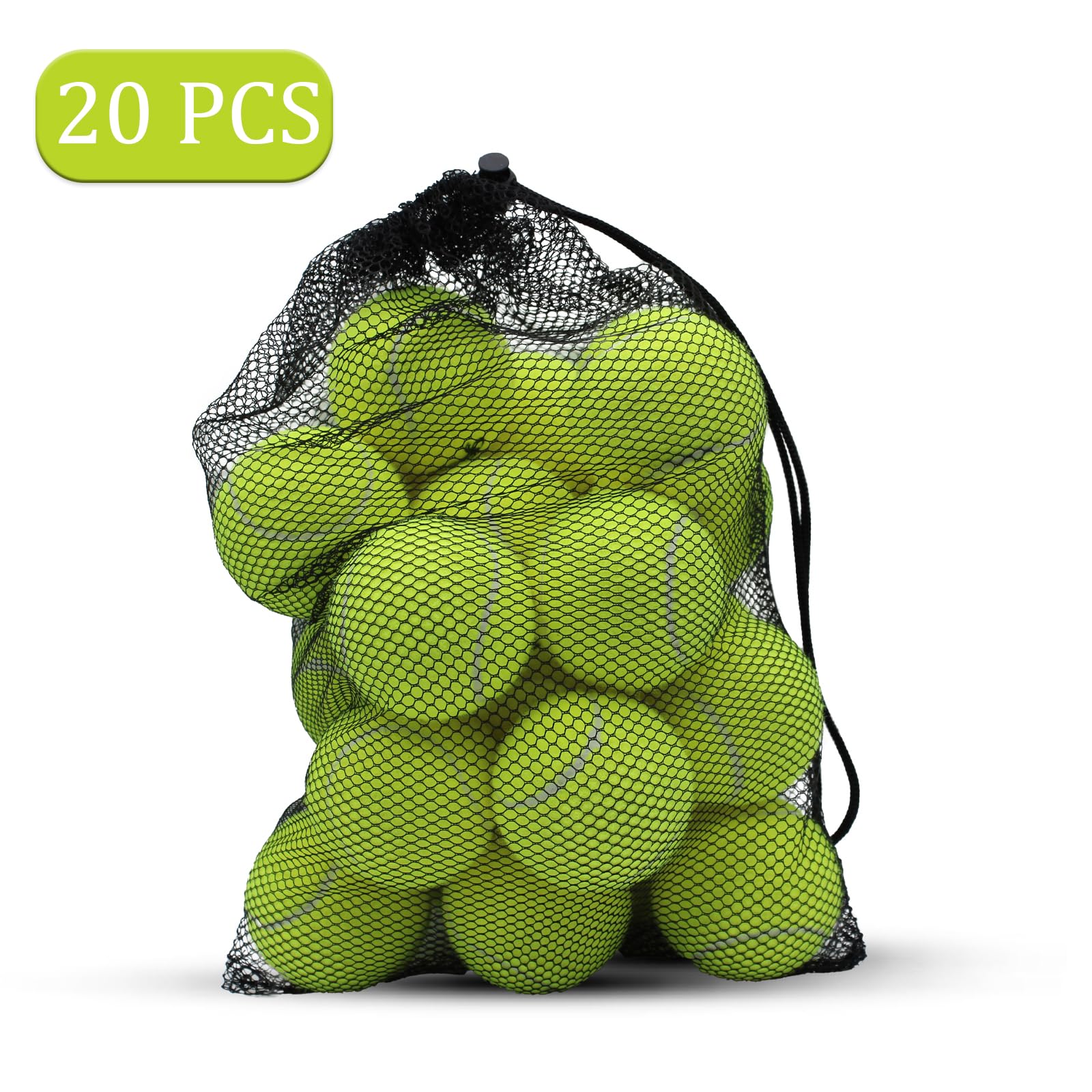 Swingers 20 Pack Training Tennis Balls, High Elasticity Practice Balls for Beginner, with Mesh Carry Bag