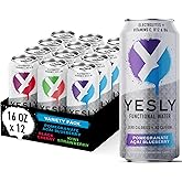 Yesly Functional Water, Variety Pack, Naturally Flavored Still Water with Electrolytes, Magnesium, Potassium, Vitamin C, B6 & B12, Zero Sugar, No Artificial Sweeteners, 16 Fl Oz Cans, 12 Pack