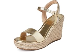 mikarka Women's Espadrille Wedge Sandals: Ankle Strap Platform Open Toe Wedges - Stylish High Heel Dressy Summer Wedges for Women, Inspired by Espadrilles