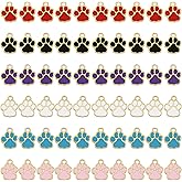 Aysatogc 60Pcs 6Colors Dog Paw Footprint Charms, Alloy Gold Enamel Animal Footprint Pendants Metal Puppy Prints Charms for DIY Jewelry Making Necklace Bracelet