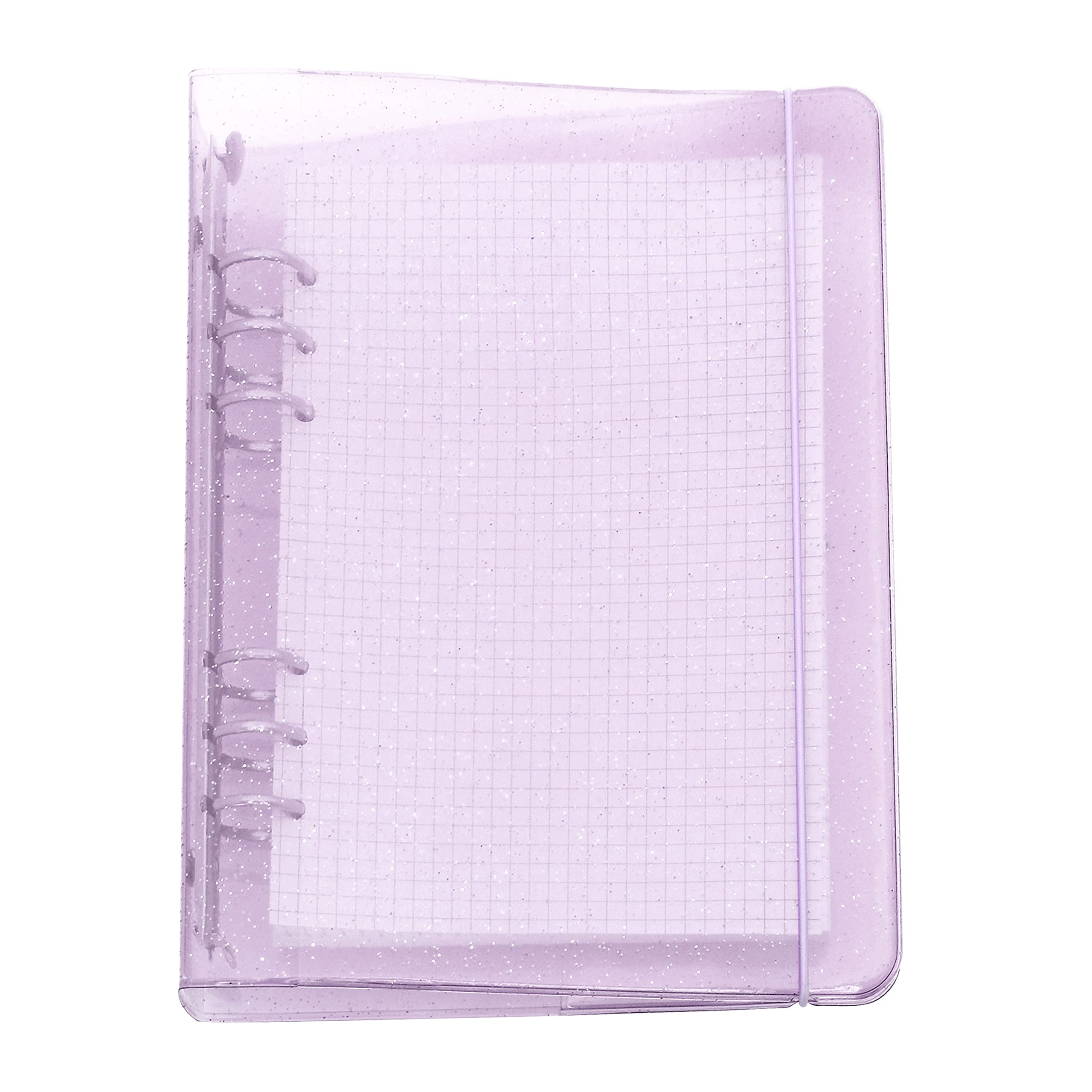 A6/ A5 6-Holes Colorful PP Cover Round Ring Binder Personal Organizer for Loose Leaf Sheet Refill Notebook/DIY Scrapbooking (Pastel Lilac, A5 Mini Set)