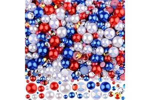 Kikonoke 3900+ Pcs Rhinestones and Pearls Kit, 2-10mm Flatback Gems for Nail Art, Tumbler Decoration, DIY Crafts, 9 Colors Mixed DIY Supplies (Americana)
