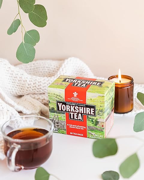 YORKSHIRE TEA, RED, BLACK TEA, PILLOW TEA BAGS, 80 COUNT (PACK OF 1), REFRESHING, SATISFYING, AND STRONG, CLASSIC BRITISH BREAKFAST BLEND, CAFFEINATED, ENJOY HOT OR ICED, 80 TEABAGS