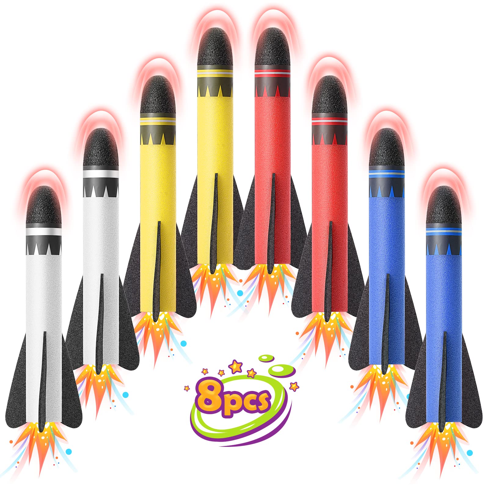 Anginne Rocket Toy Launcher for Kids Refill, Outdoor Garden Toys for 3-12 Year Old Boys Rocket Refill Gifts for 4-11 Year Old Boys Girls Toys Age 3-12 Easter Gifts for Kids Toys