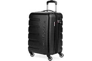 SwissGear 7366 Hardside Expandable Luggage with Spinner Wheels, Black, Carry-On 19-Inch