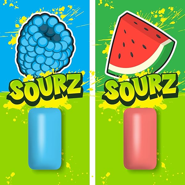 PUR JUMBO SOURZ GUM | ASPARTAME FREE CHEWING GUM | 100% XYLITOL | NATURAL FLAVOR | SOUR BLUE RASPBERRY, SOUR WATERMELON, 20 PIECES (PACK OF 1)