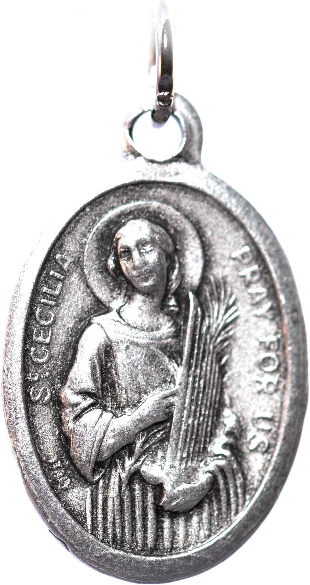 rosarybeads4u 3/4" Saint St CECELIA CECILY Medal Pendant Charm, Chain & Box