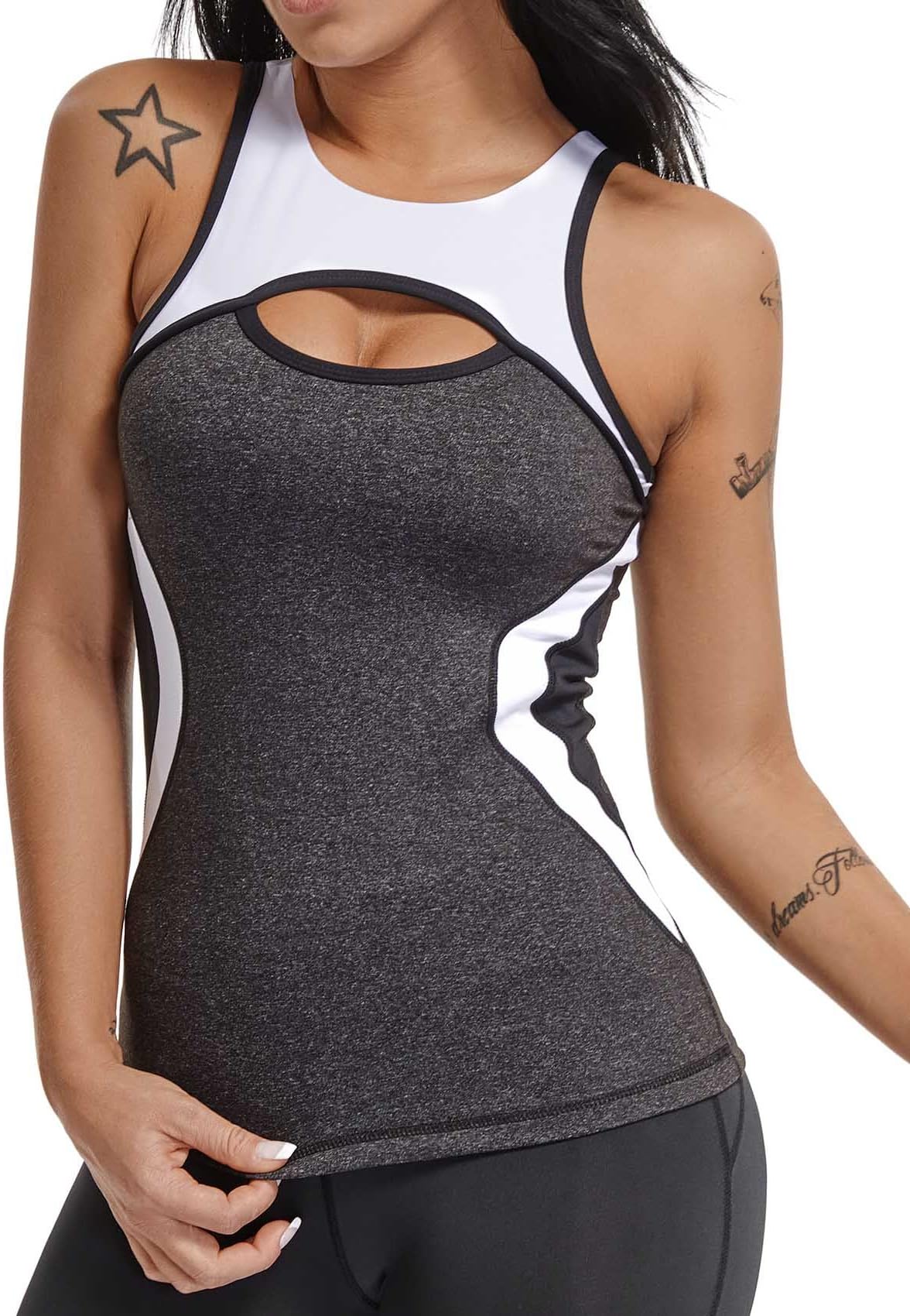 Women's Longline Sport Bra Seamless Yoga Crop Top Medium-Low Support Workout Bra