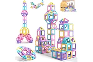 RURVALE Toddler Girl Toys, Magnetic Tiles 44pcs, Birthday Gifts Ideas for Girls Age 3-5, Magnetic Building Blocks, Magnet STEM Montessori Toddler Kids Christmas Toys Gifts for 3 4 5 6 7 Year Old Girls